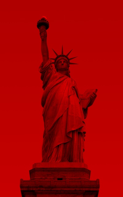 statue of liberty shown only in the red channel
