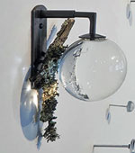 image of a glass globe hanging from a wall
