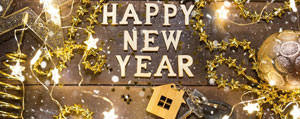 "Happy New Year" on a golden background