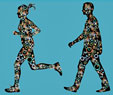 clip art of a couple running & walking
