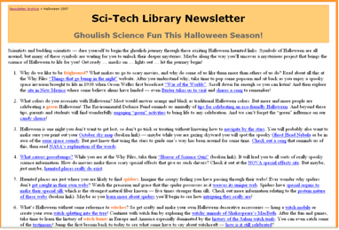 Halloween 2007 Edition of Sci-Tech Library Newsletter