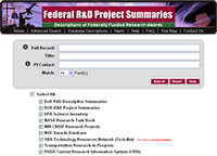 Federal R&D Project Summaries screen shot 2