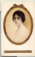 tinted postcard with painted image of Young