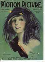 Color drawing of Norma Talmadge on the cover of Motion Picture magazine