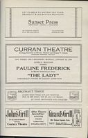 Curran Theatre program for The Lady, 1925