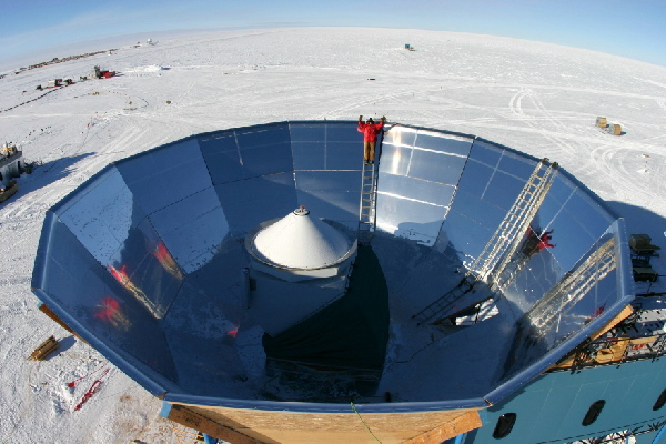 The QUaD telescope in its ground shield
