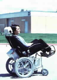photo of Ultrasonic Head Controlled Wheelchair in use