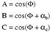 3(A = cos(PHI + alpha))